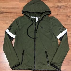 [L] VS PINK Green Full Zip Hoodie